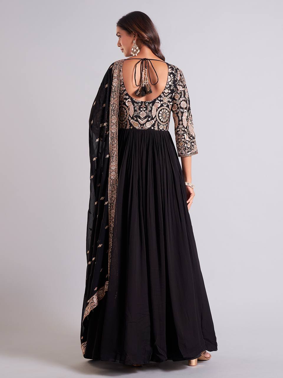 Black Color Beautiful ANakrali gown in Georgette FAbric