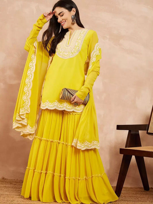 Haldi Function Dress in Georgette Fabric