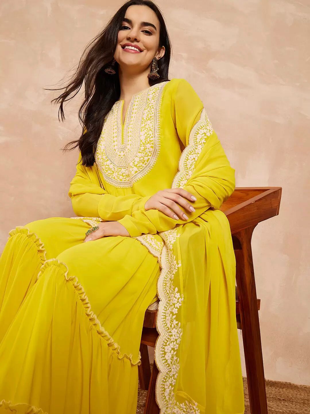 Haldi Function Dress in Georgette Fabric
