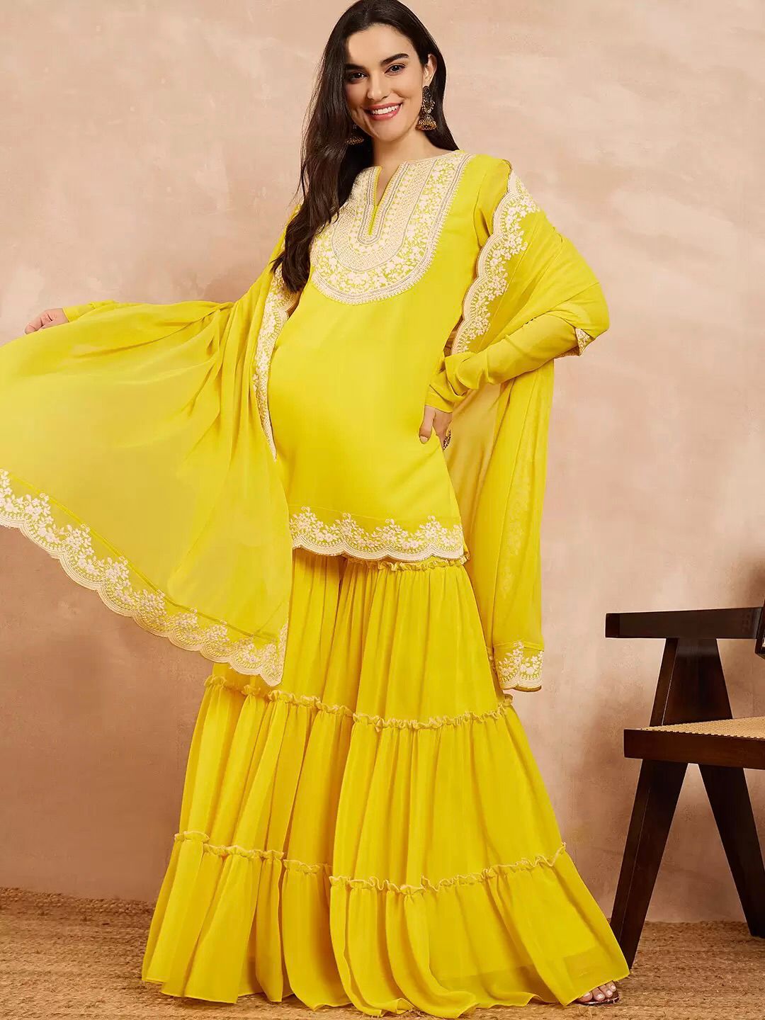 Haldi Function Dress in Georgette Fabric