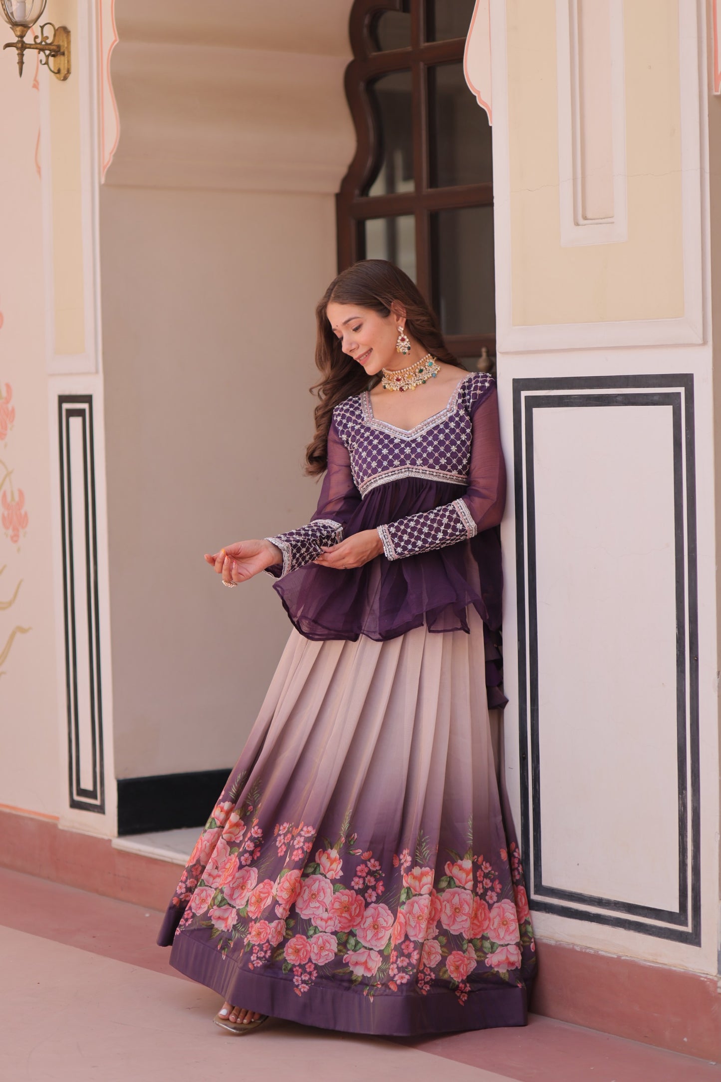 Purple Colour Beautiful Partywear Lehenga Choli