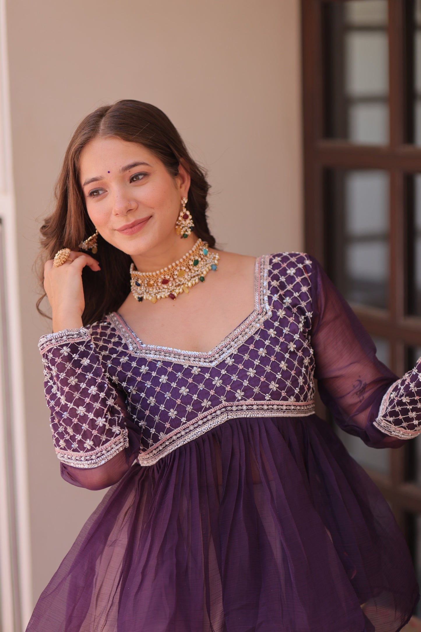 Purple Colour Beautiful Partywear Lehenga Choli