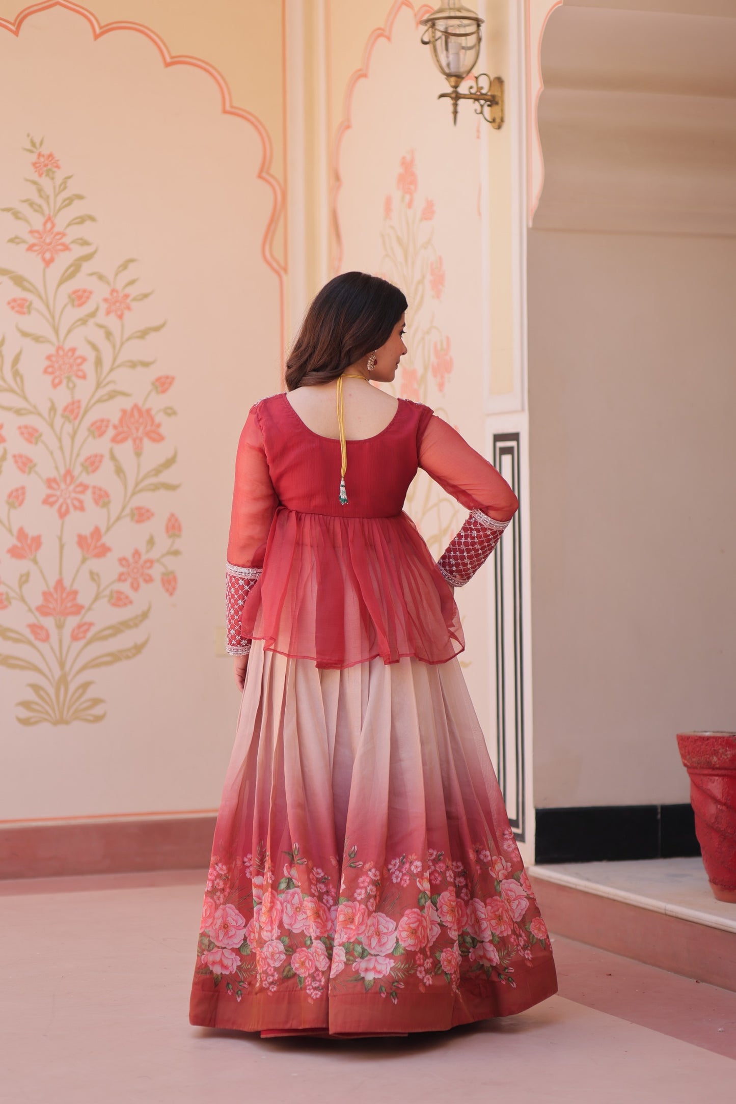 Gajri Colour Beautiful Partywear Lehenga Choli