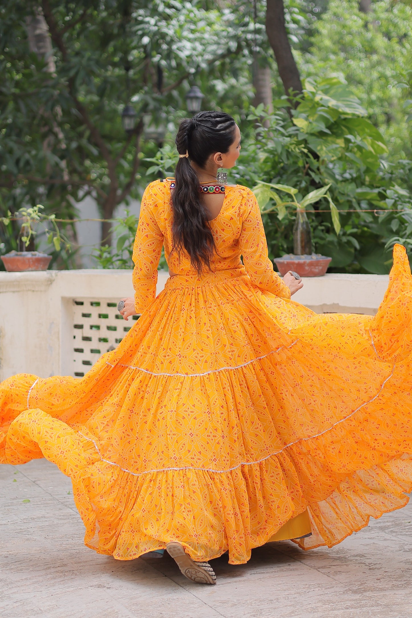 Yellow Color Beautiful Navratri Lehenga Choli in georgette fabric