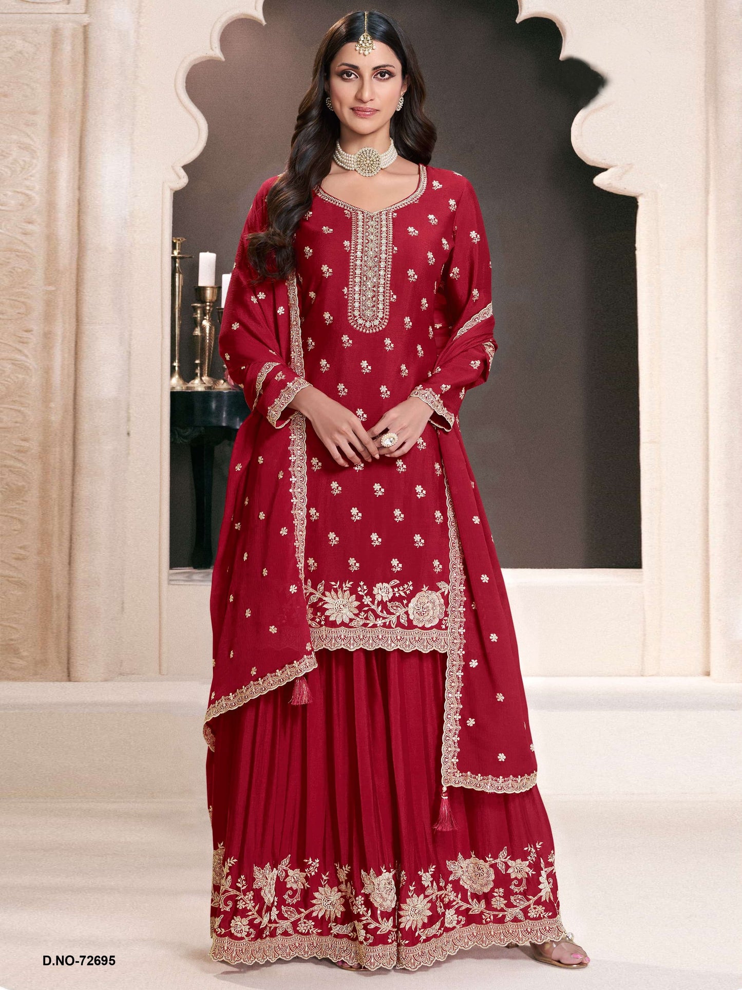 Heavy Partywear Dress in Chinon Fabric