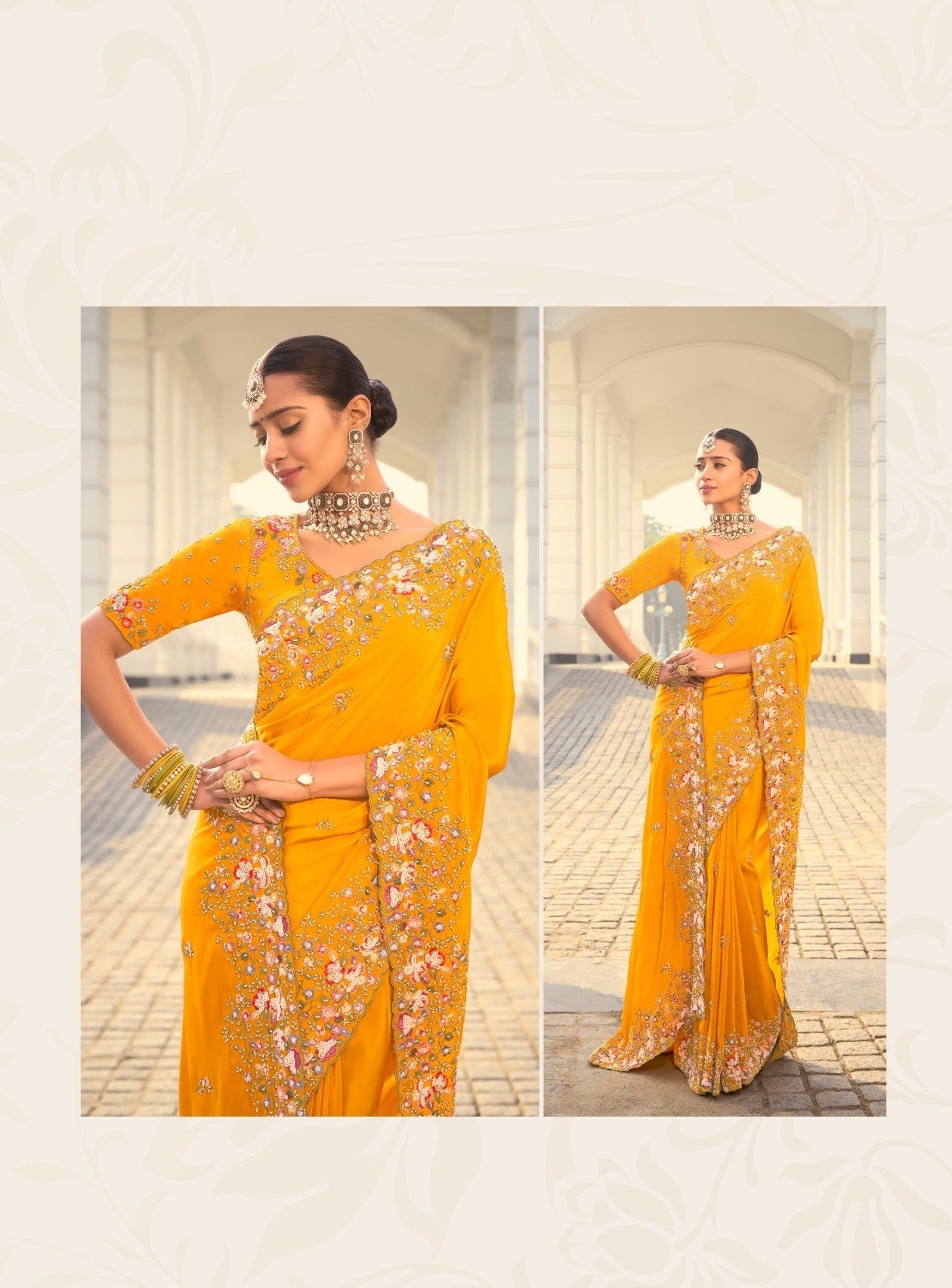 Yellow Color Beautiful Pure Crape Saree