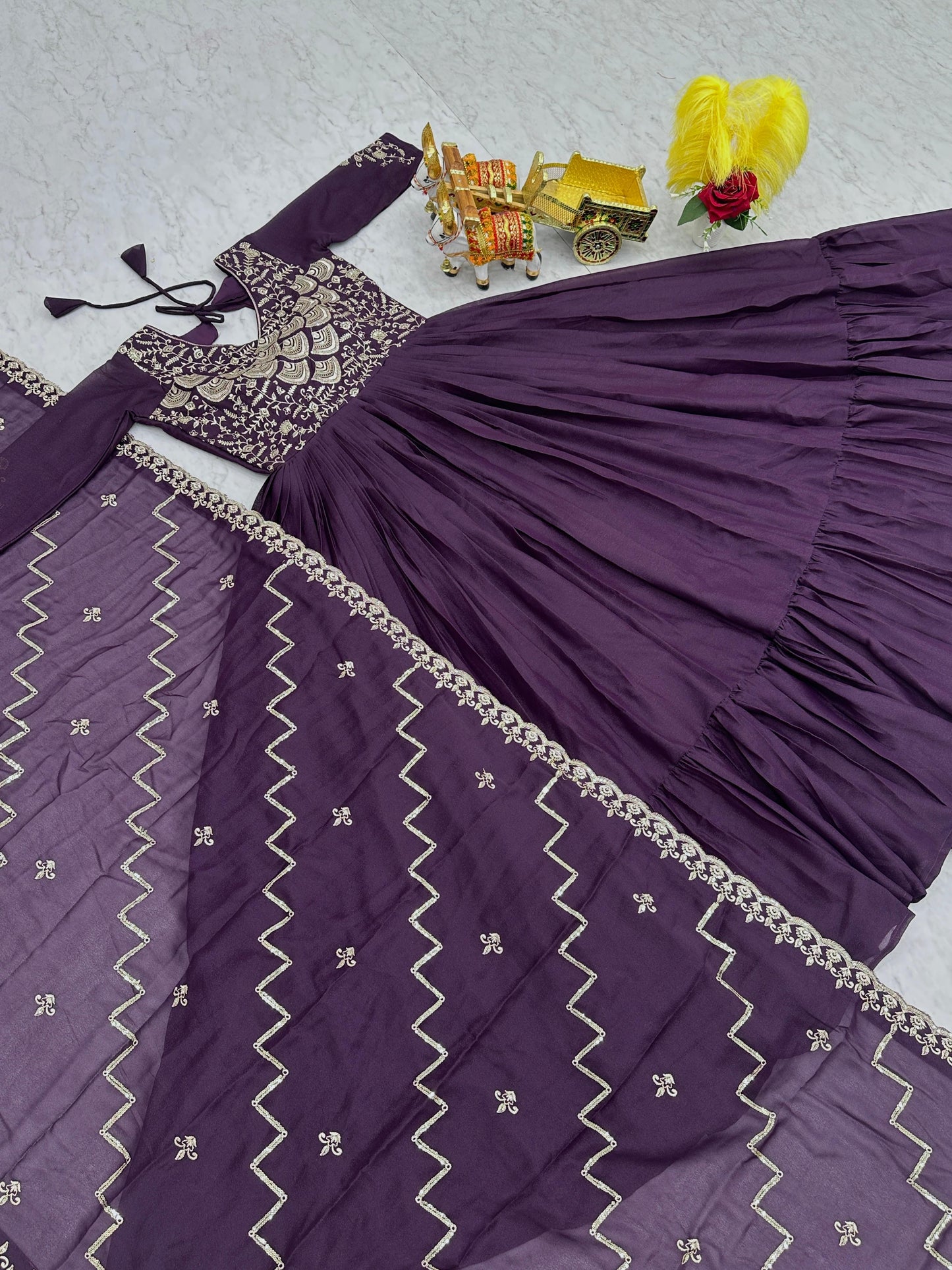 Purple Color Beautiful Anarkali Dress in Georgette Fabric