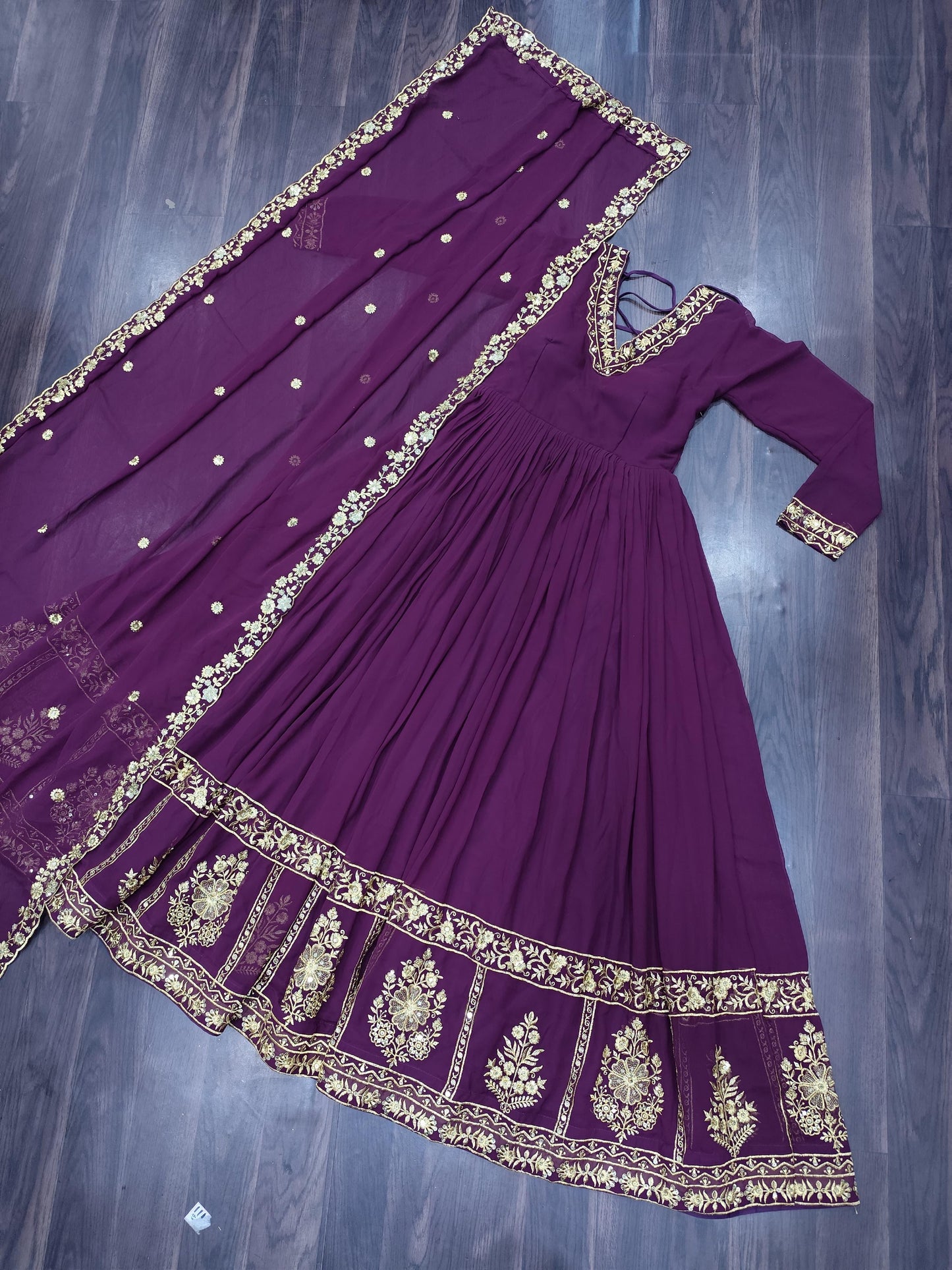 Designer Readymade Gown-Dupatta Collections in purple color