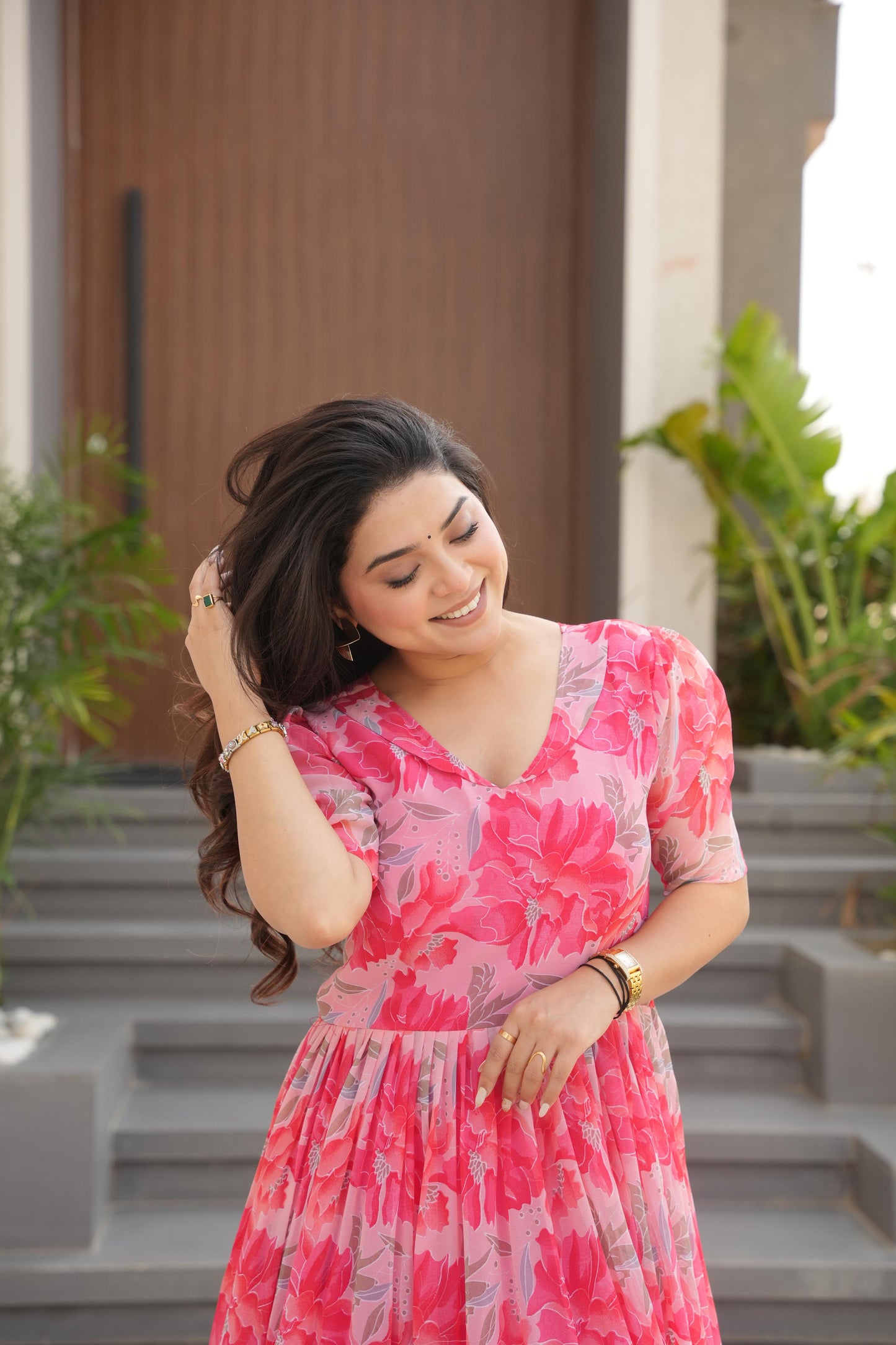 Pink Color Beautiful Gown in Georgette fabric