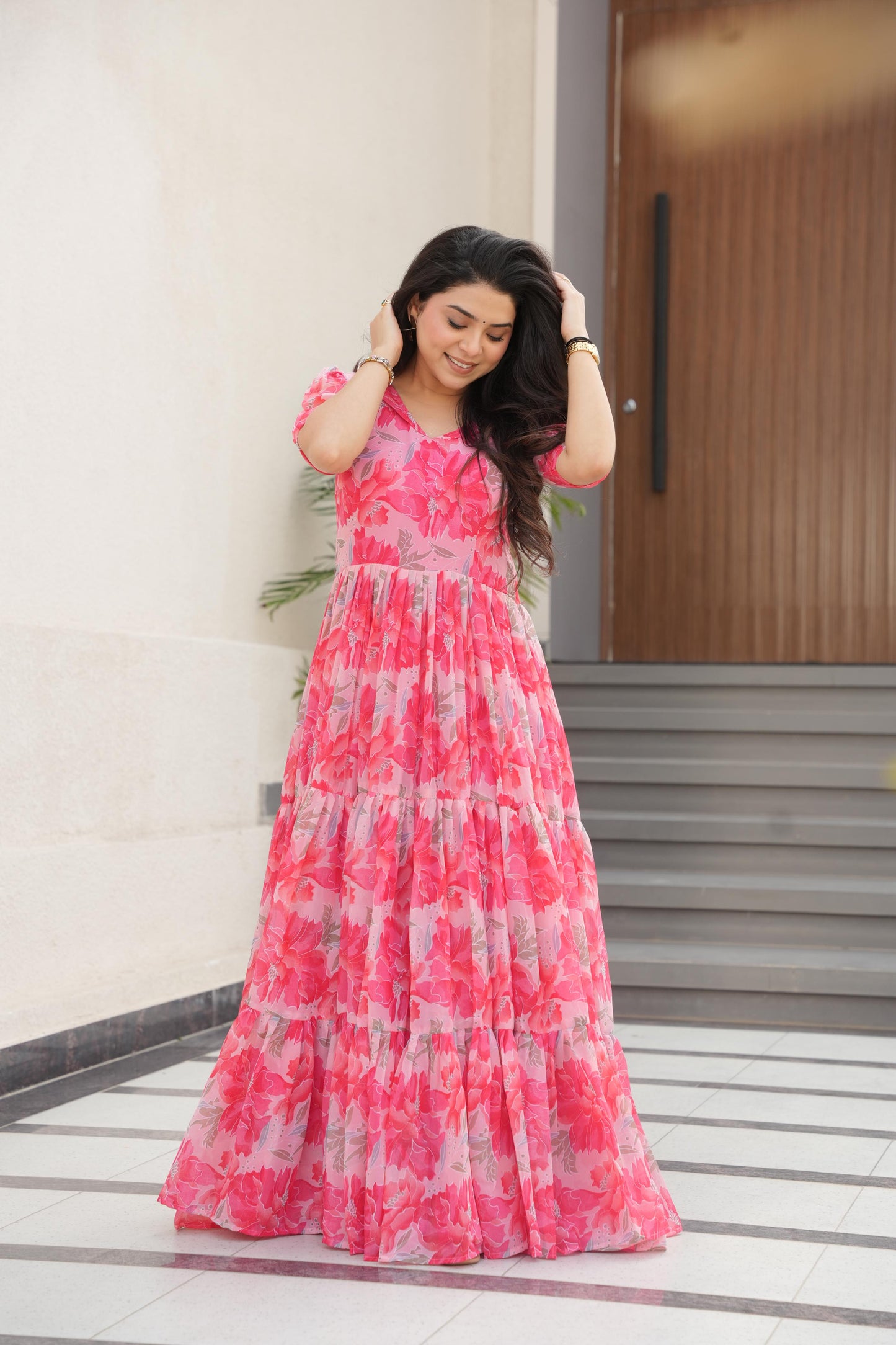 Pink Color Beautiful Gown in Georgette fabric