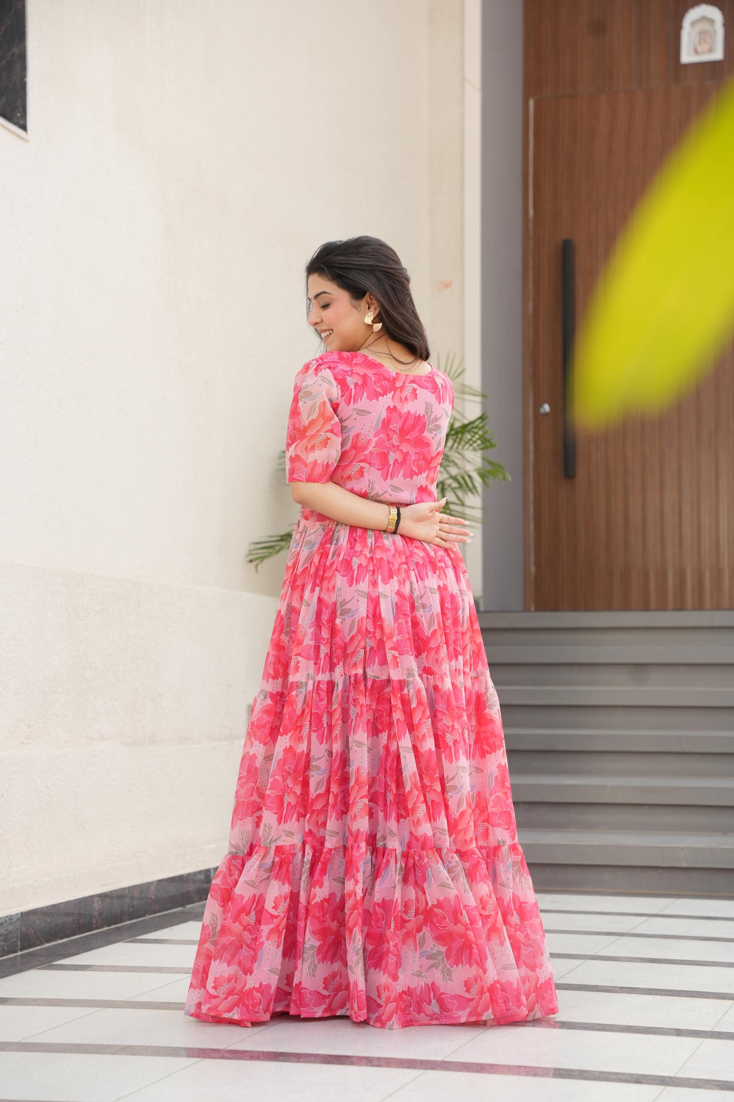 Pink Color Beautiful Gown in Georgette fabric