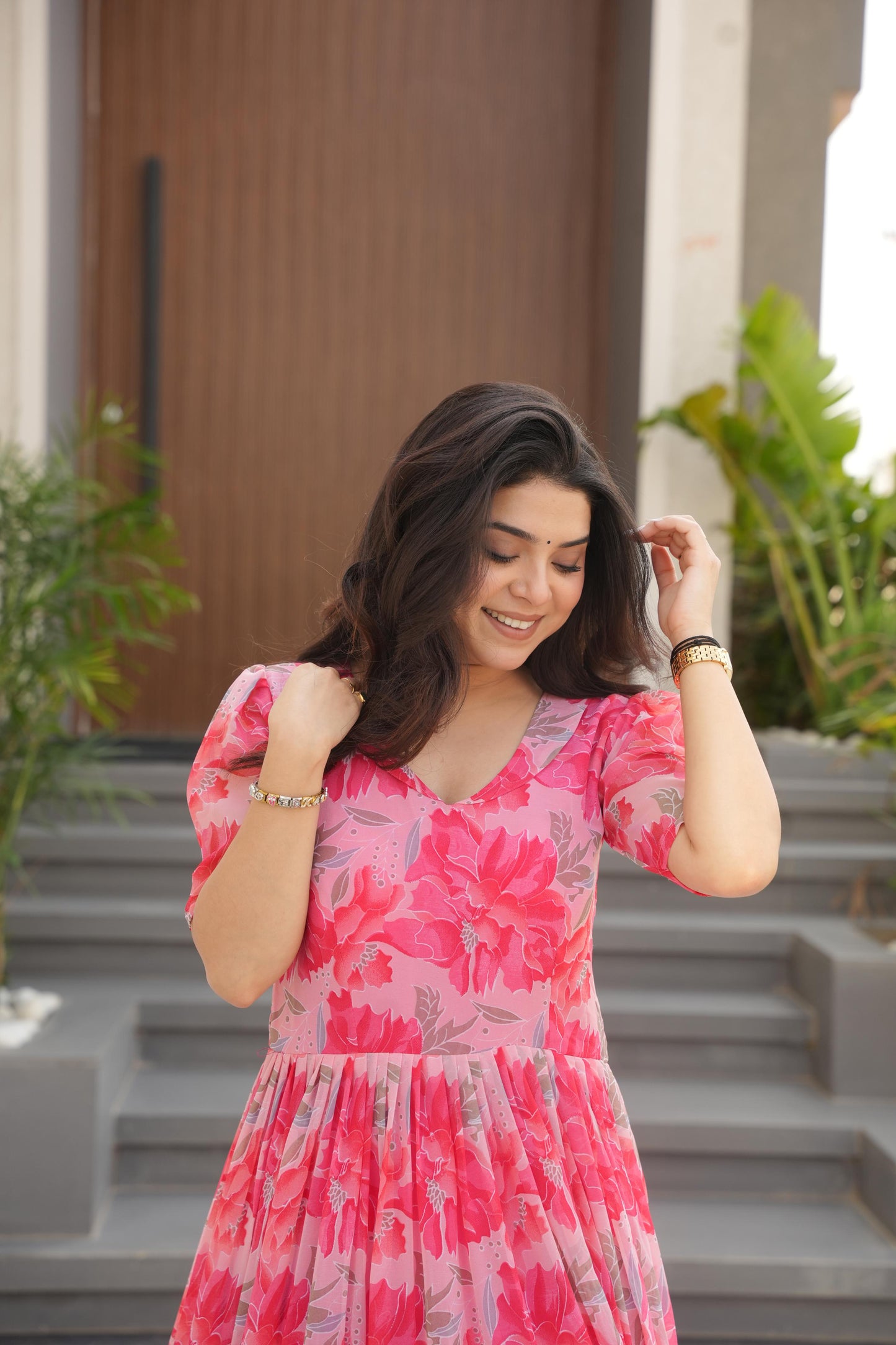 Pink Color Beautiful Gown in Georgette fabric