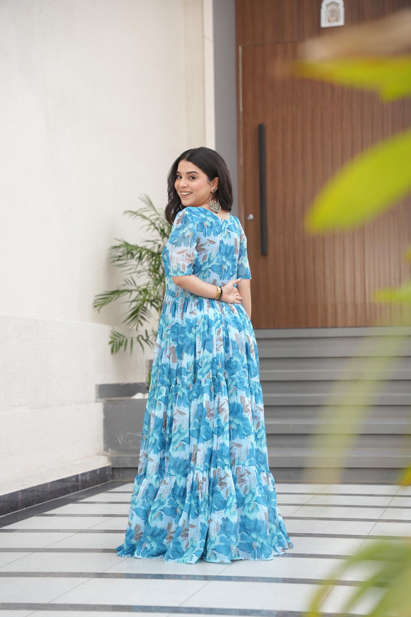 Sky BLue Color Beautiful Gown in Georgette fabric