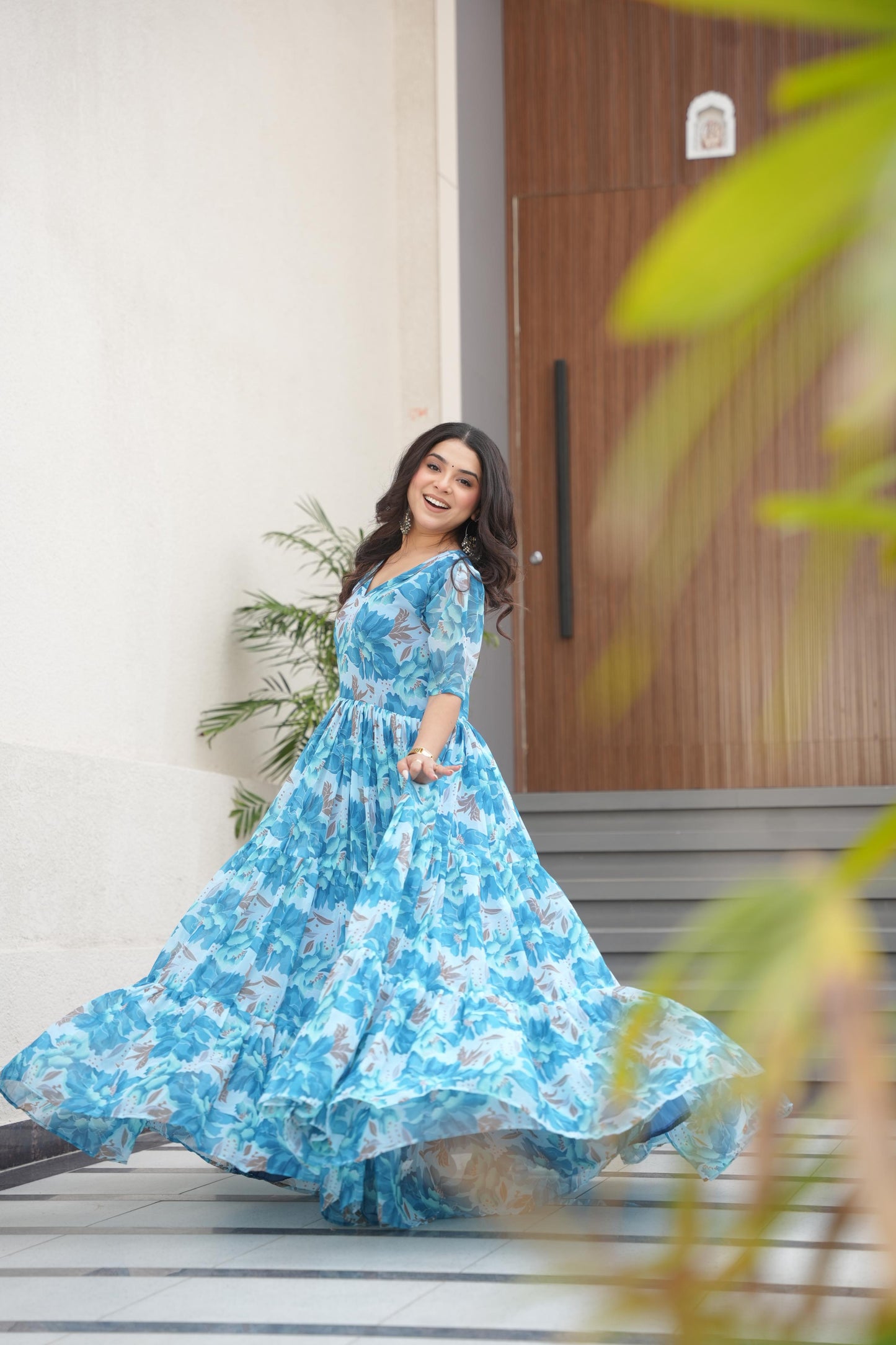 Sky BLue Color Beautiful Gown in Georgette fabric