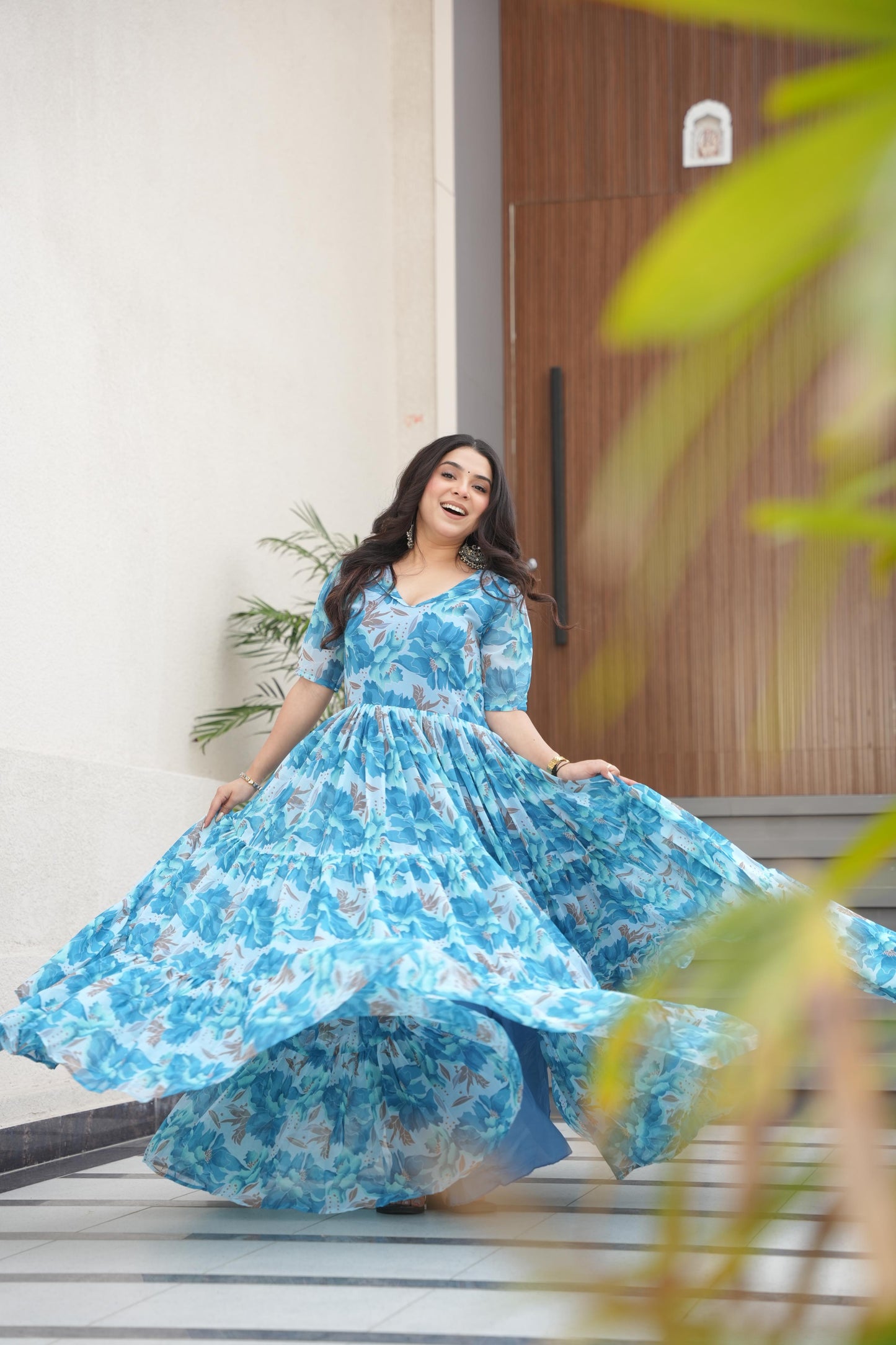Sky BLue Color Beautiful Gown in Georgette fabric
