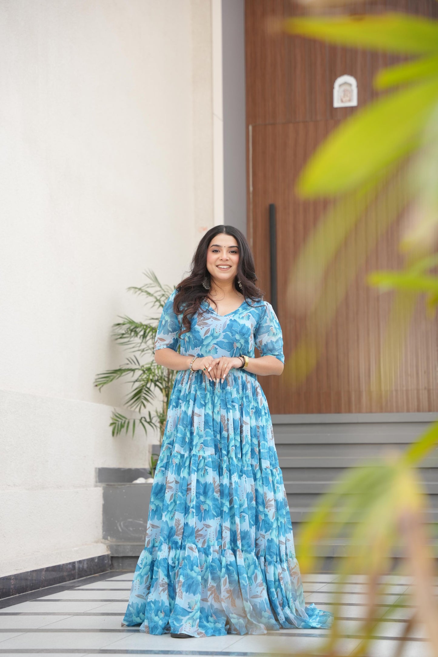 Sky BLue Color Beautiful Gown in Georgette fabric