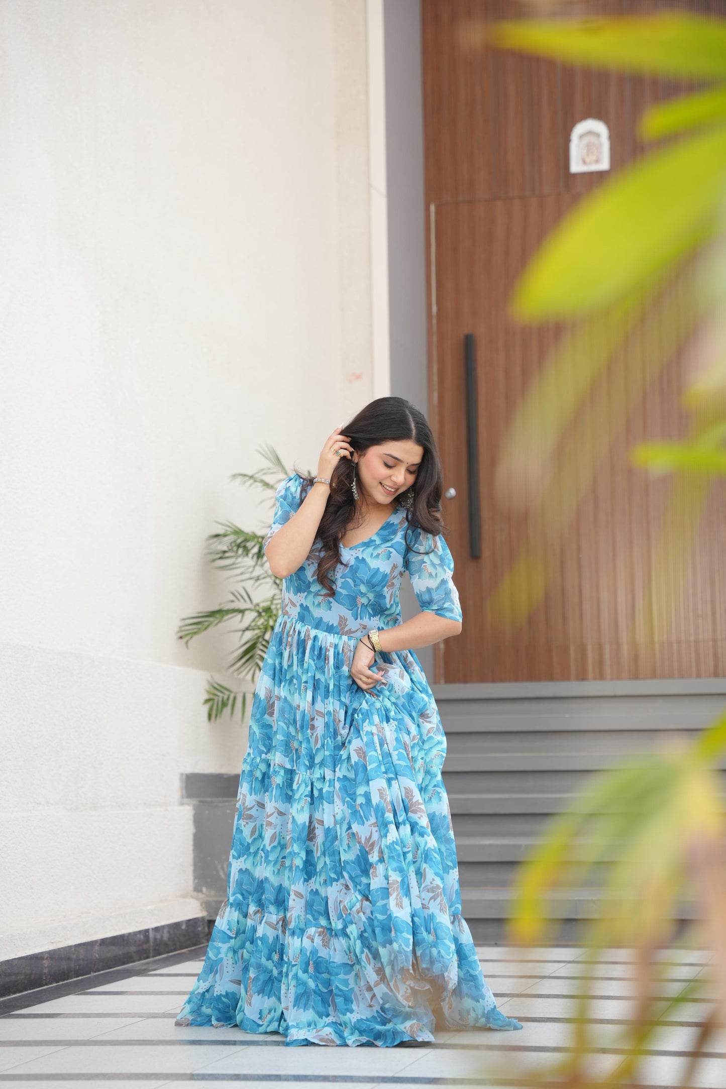 Sky BLue Color Beautiful Gown in Georgette fabric