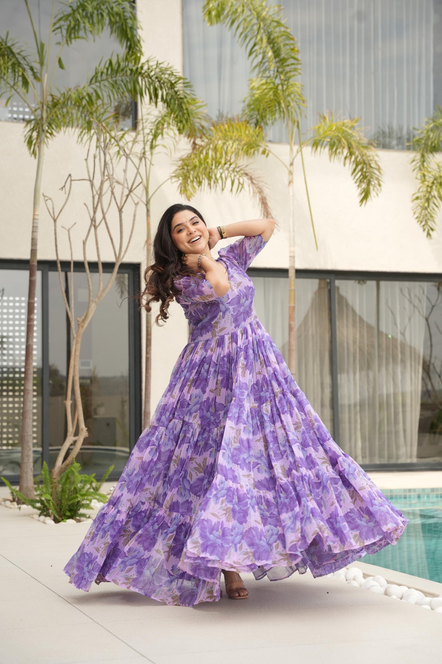 Purple Color Beautiful Gown in Georgette fabric