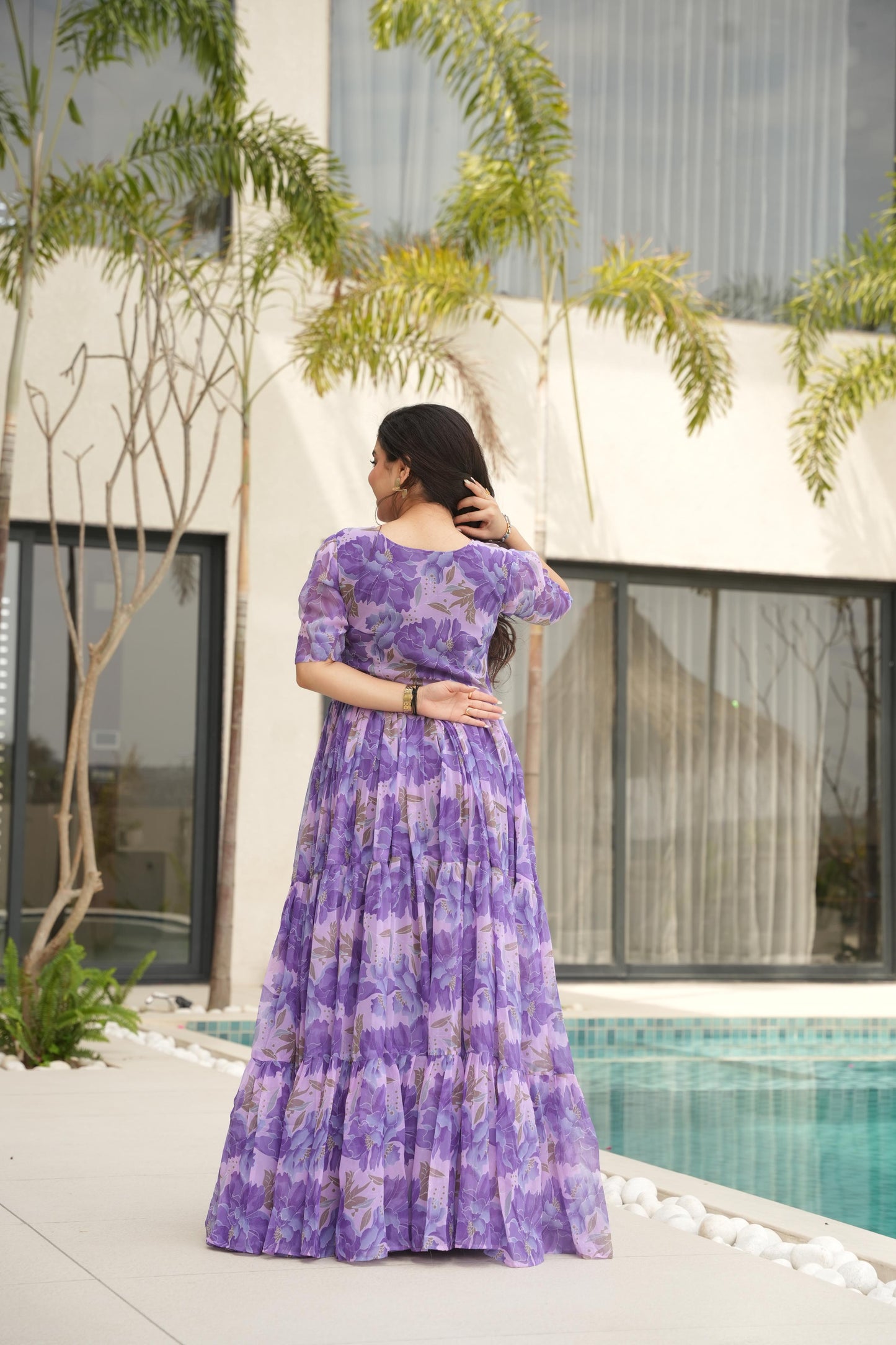 Purple Color Beautiful Gown in Georgette fabric
