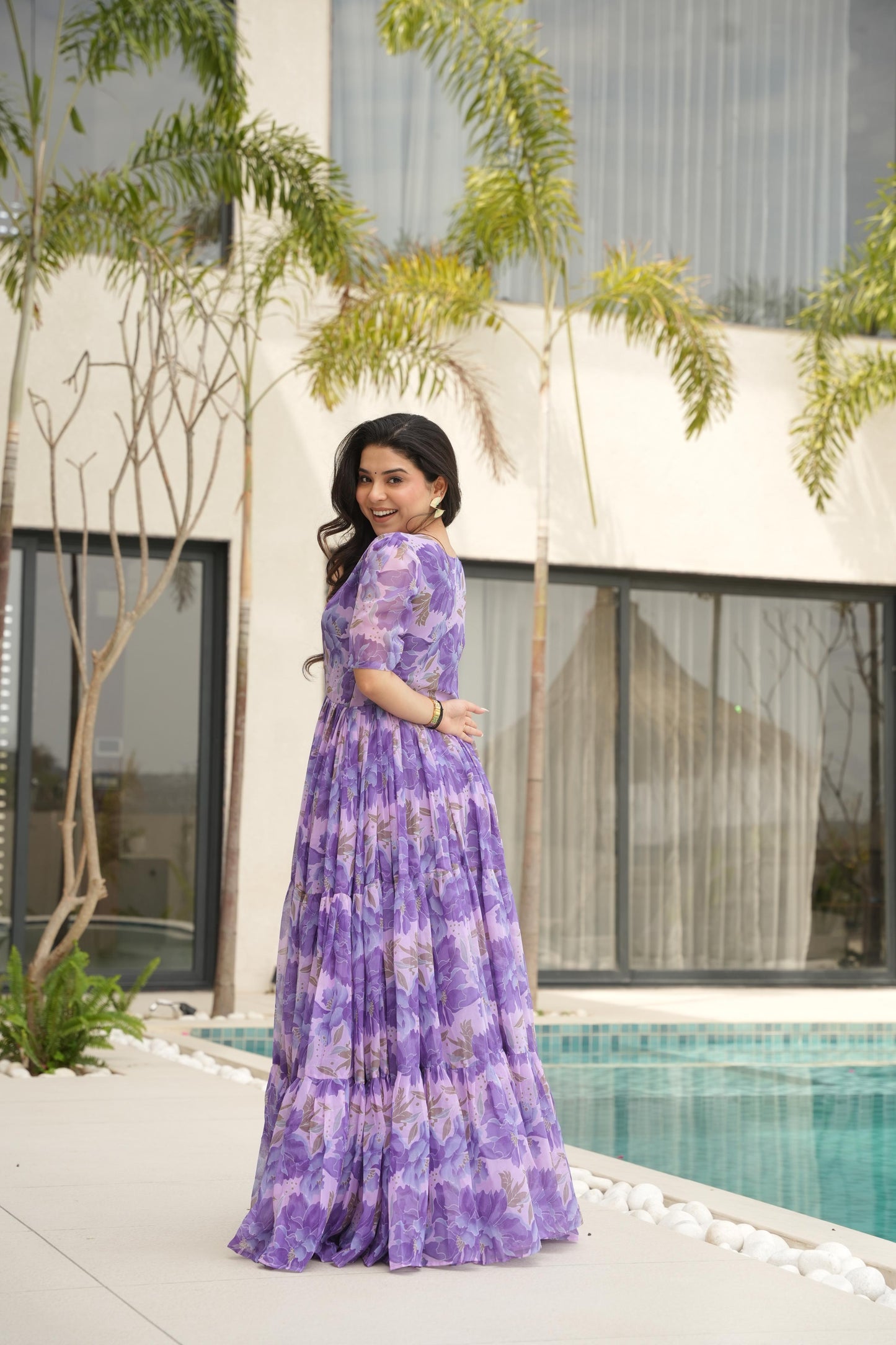 Purple Color Beautiful Gown in Georgette fabric