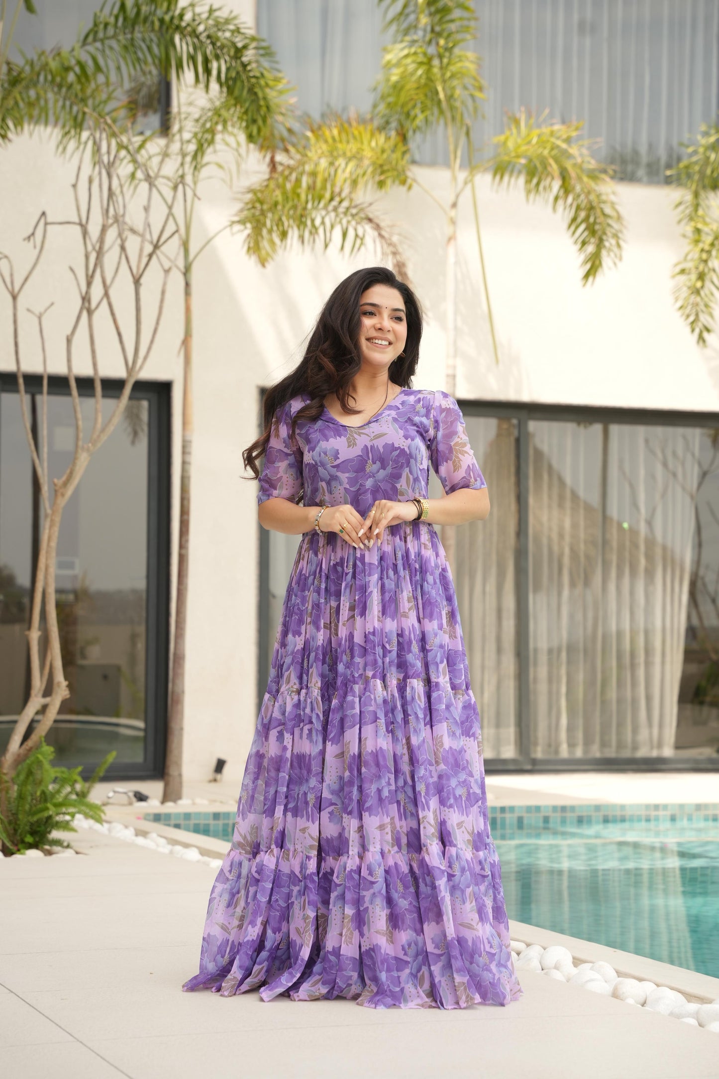 Purple Color Beautiful Gown in Georgette fabric