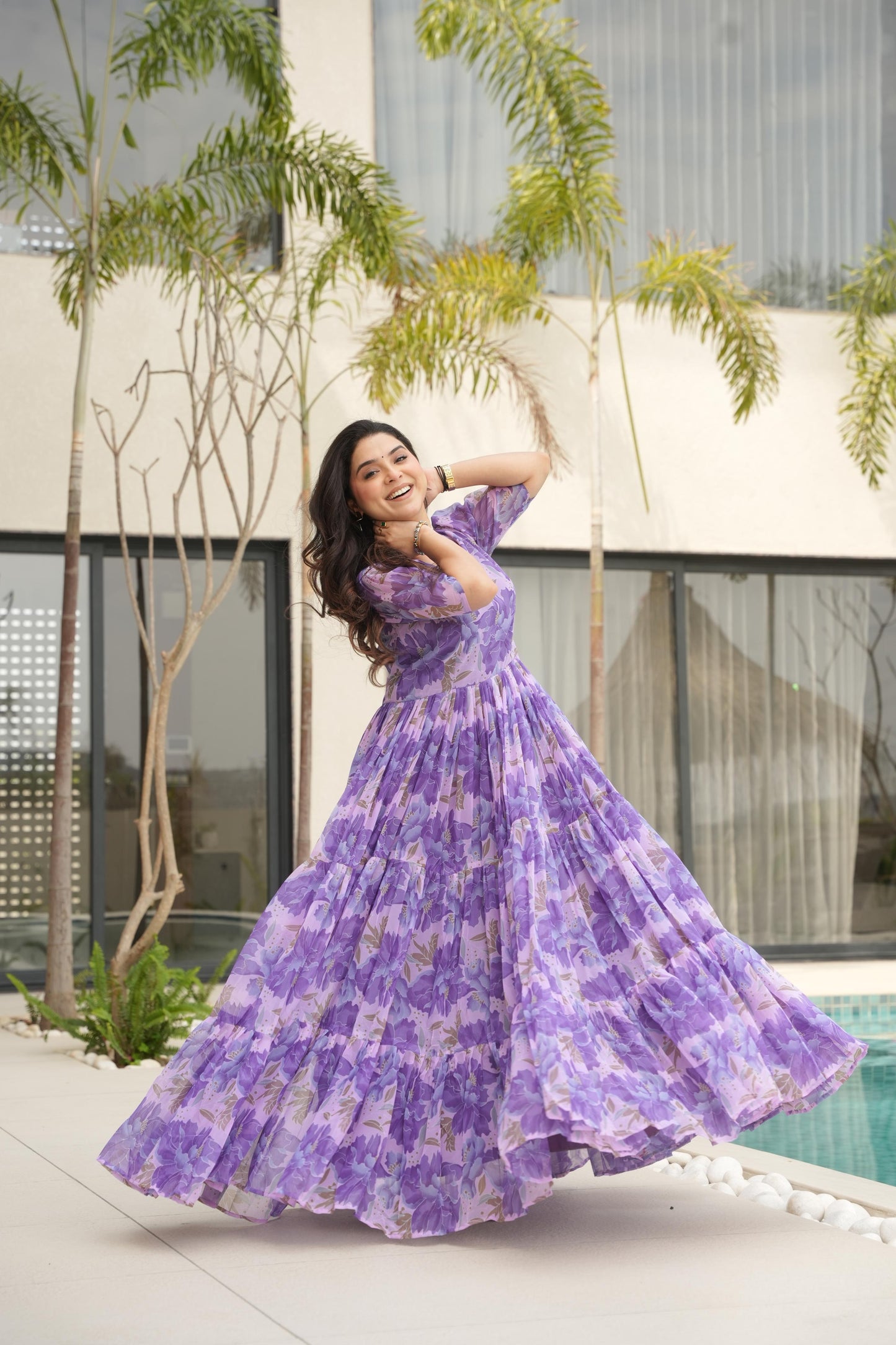 Purple Color Beautiful Gown in Georgette fabric