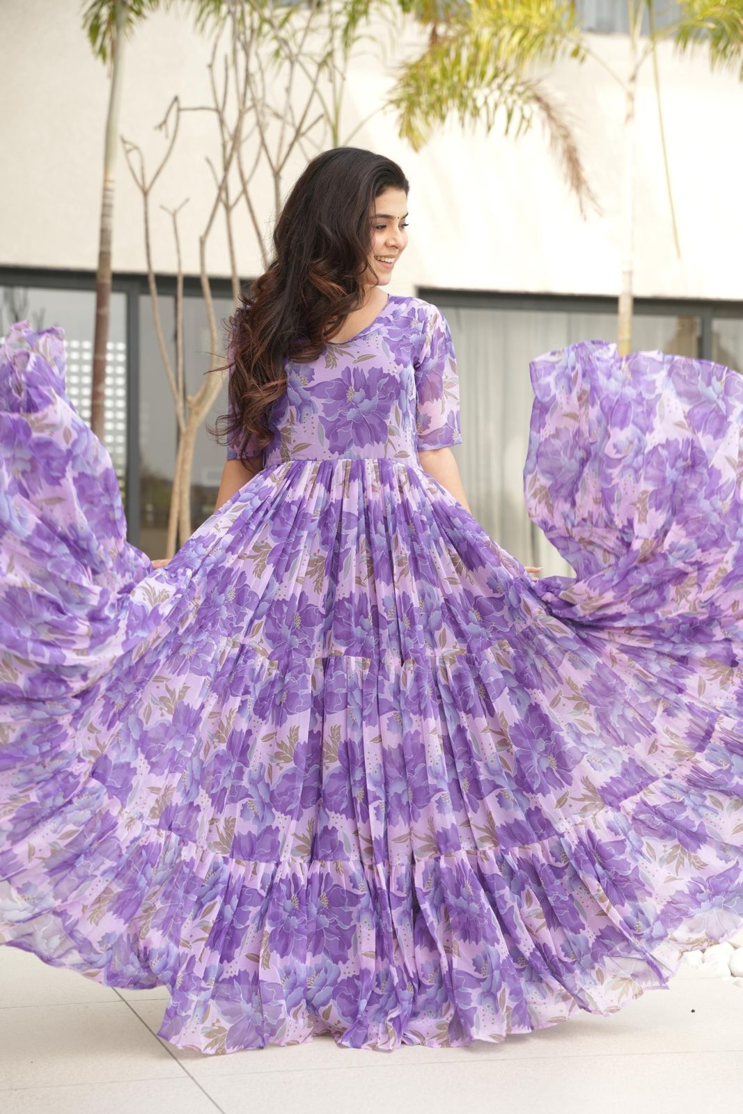 Purple Color Beautiful Gown in Georgette fabric