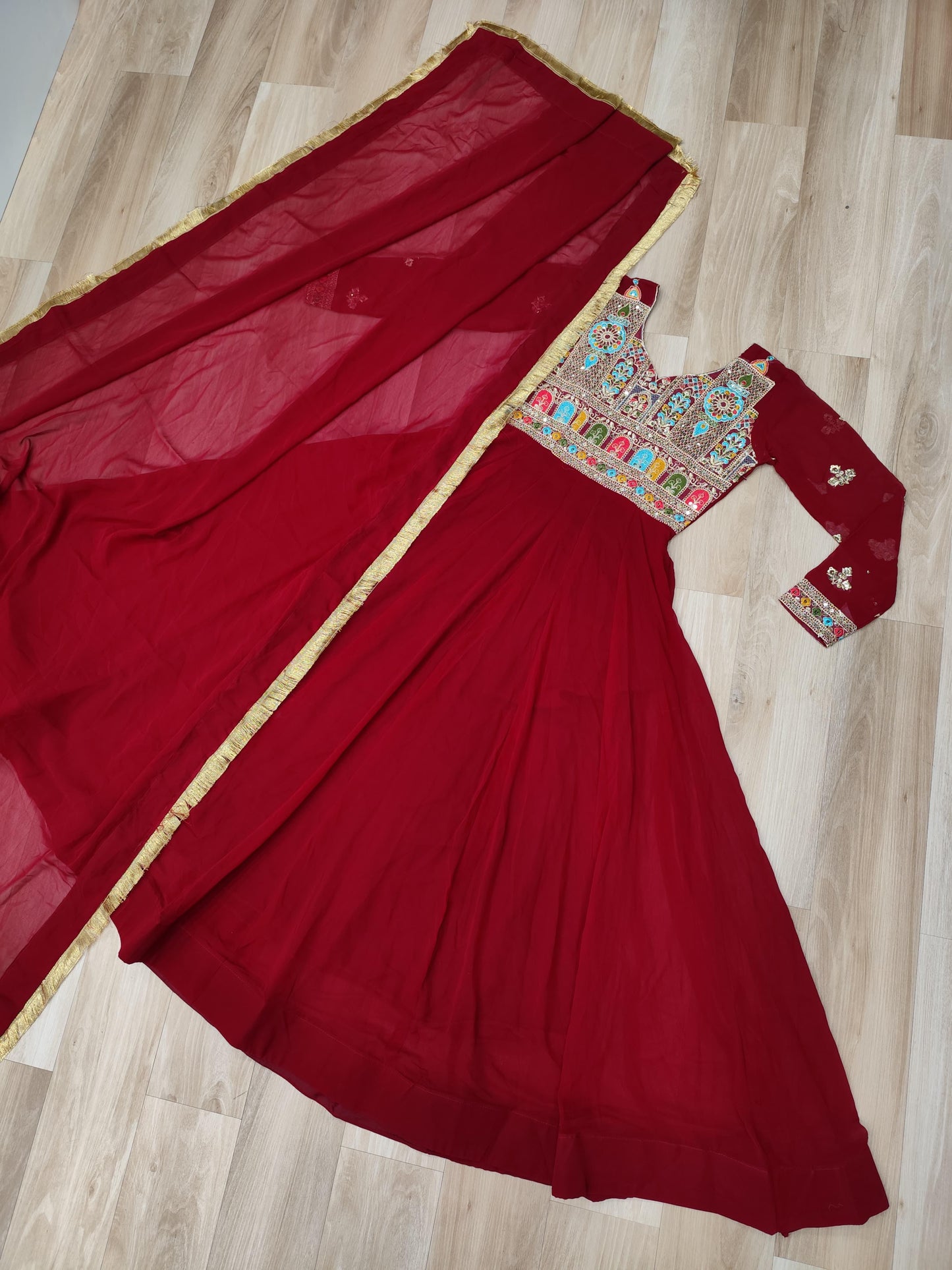 Maroon Color Beautiful Anarkali Gown in Georgette Fabric