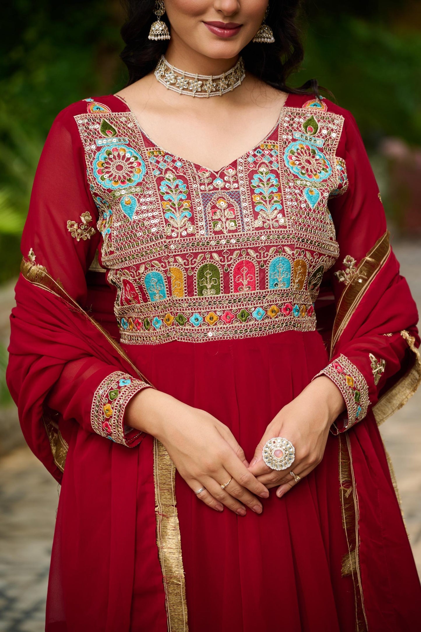 Maroon Color Beautiful Anarkali Gown in Georgette Fabric