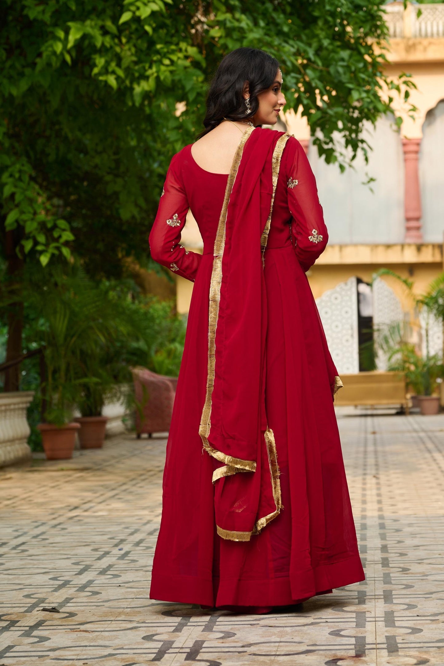 Maroon Color Beautiful Anarkali Gown in Georgette Fabric