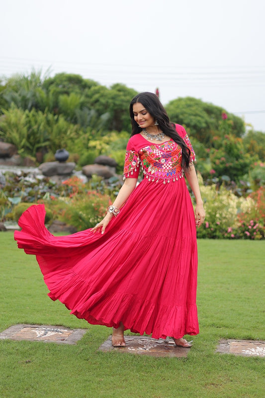 Rani Color Beautiful Gown In Rayon FAbric