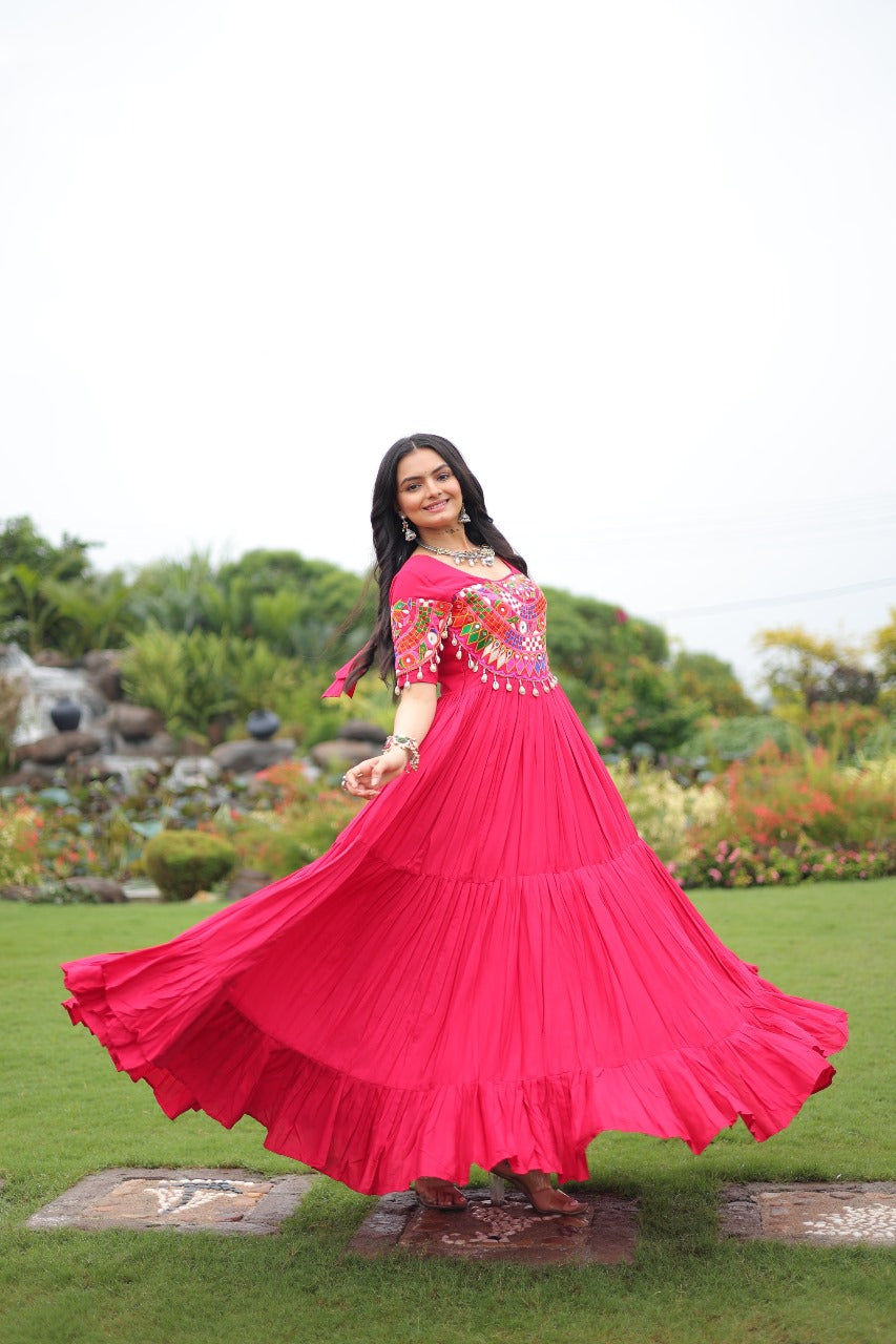 Rani Color Beautiful Gown In Rayon FAbric