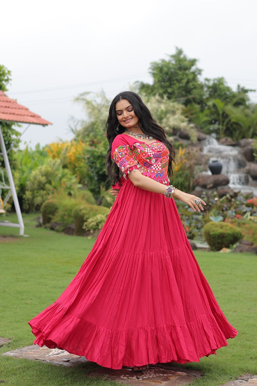 Rani Color Beautiful Gown In Rayon FAbric