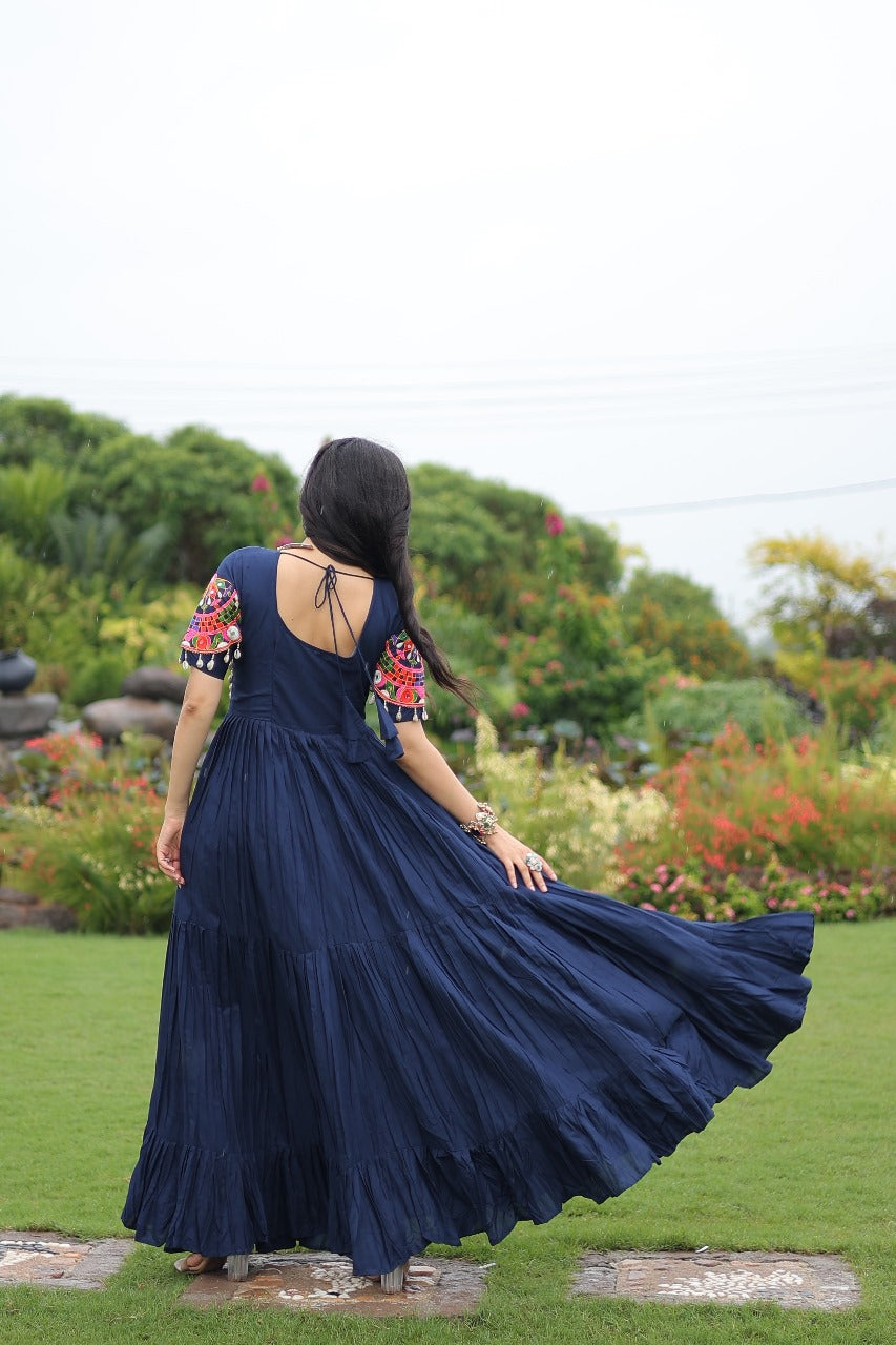 Navy Blue Color Beautiful Gown In Rayon FAbric