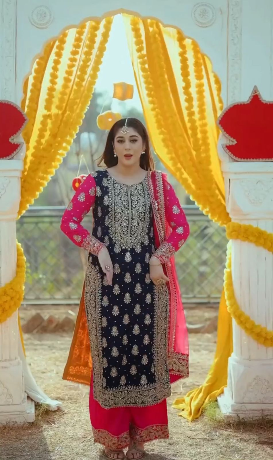 Blue Pink Color Beautiful Partywear Dress