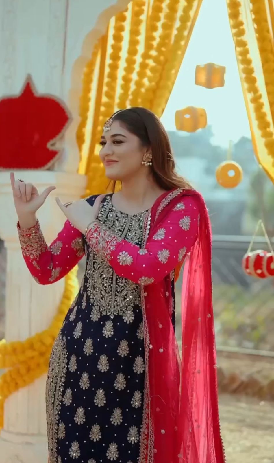 Blue Pink Color Beautiful Partywear Dress