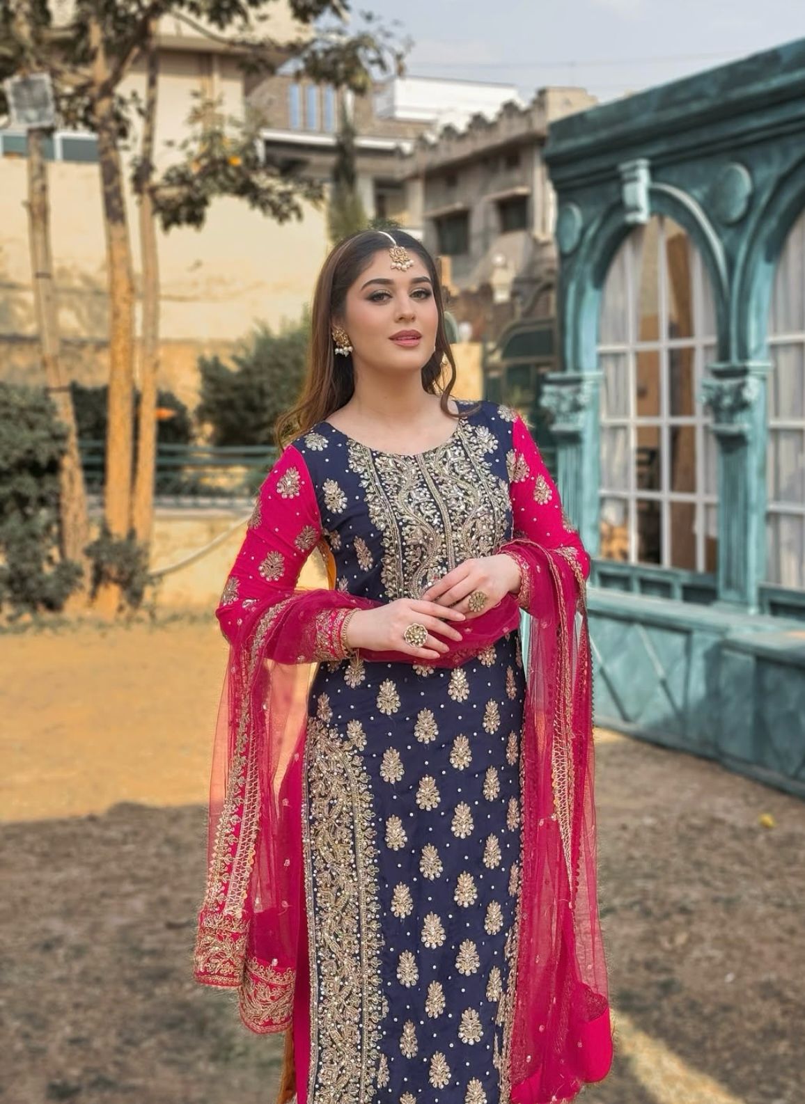 Blue Pink Color Beautiful Partywear Dress