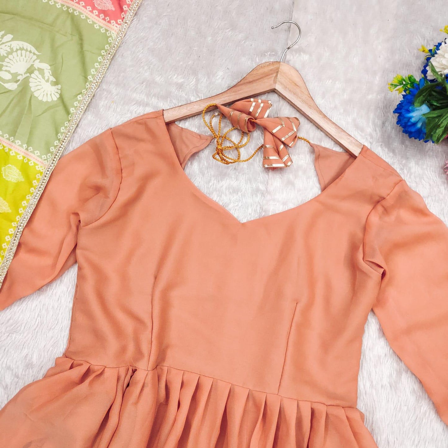 Peach Color Beautiful Partywear Anarkali Suit