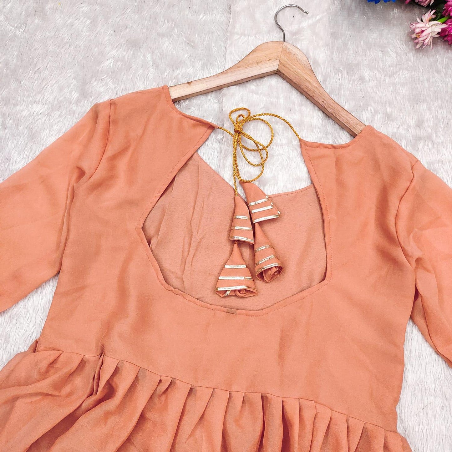 Peach Color Beautiful Partywear Anarkali Suit