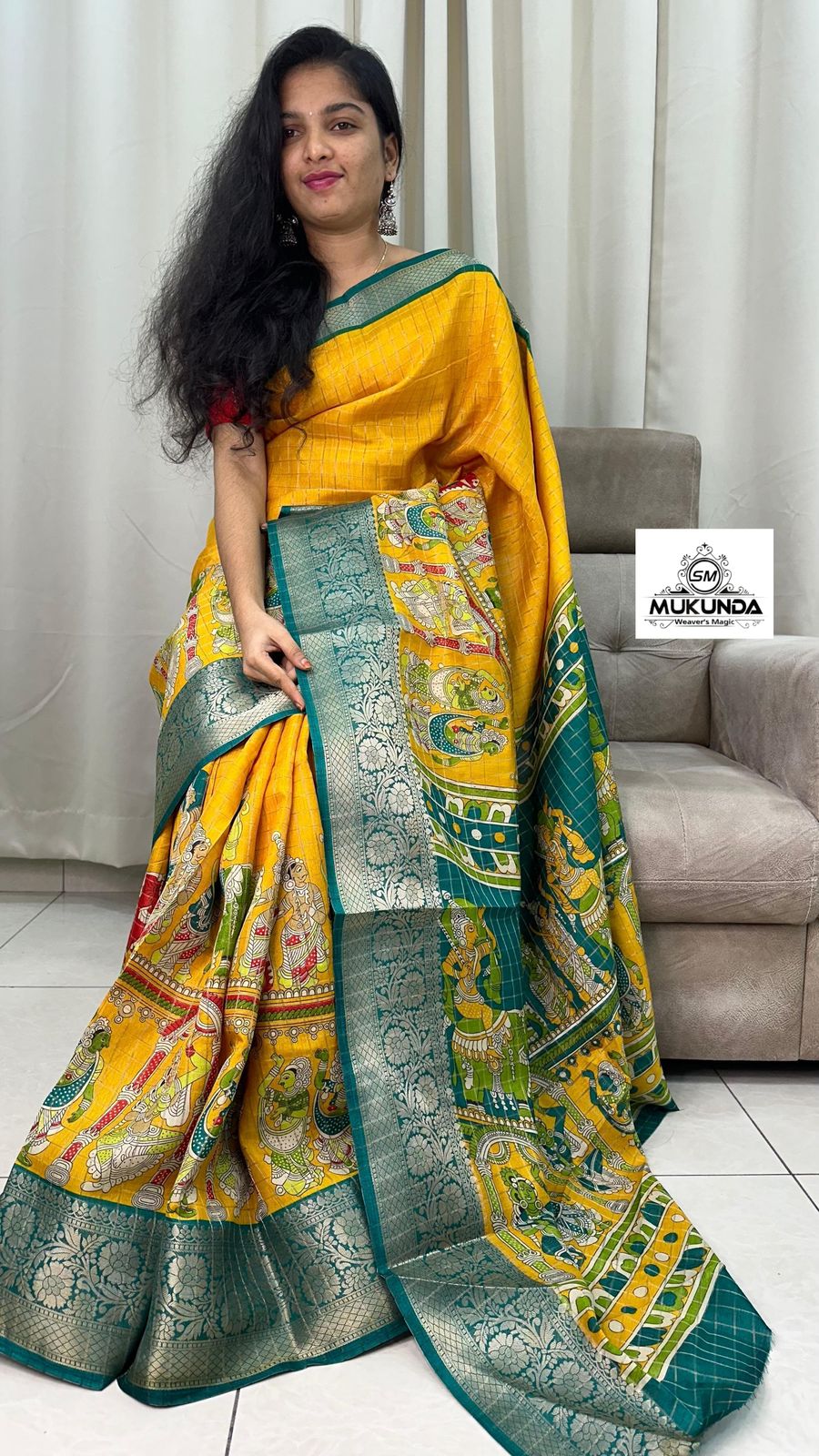 Beautiful Mangalagiri Dola Sarees With Print Checks in yellow