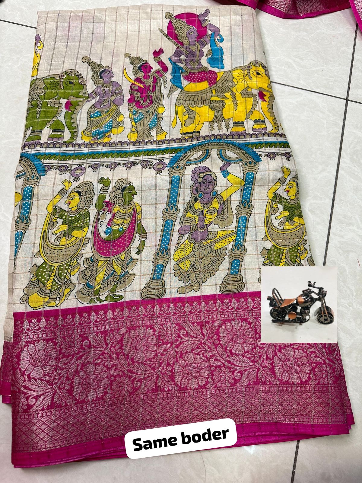 Beautiful Mangalagiri Dola Sarees With Print Checks in white cream