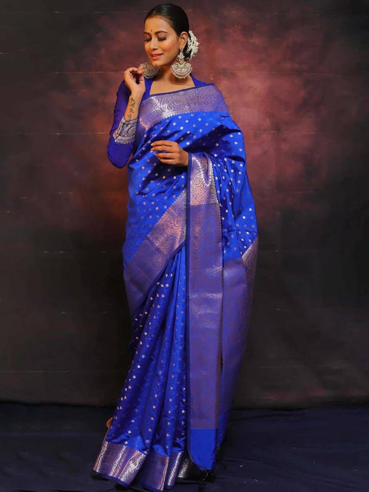 Blue Color beautiful Banarasi Silk Saree