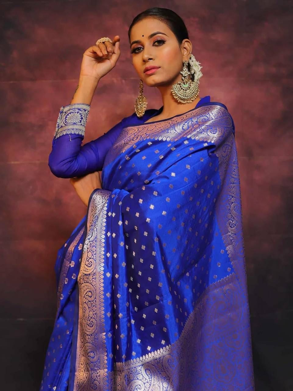 Blue Color beautiful Banarasi Silk Saree