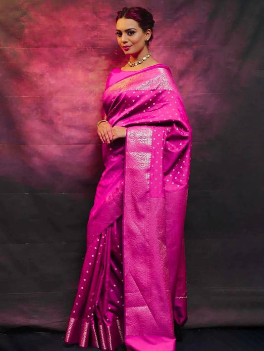 Pink Color beautiful Banarasi Silk Saree