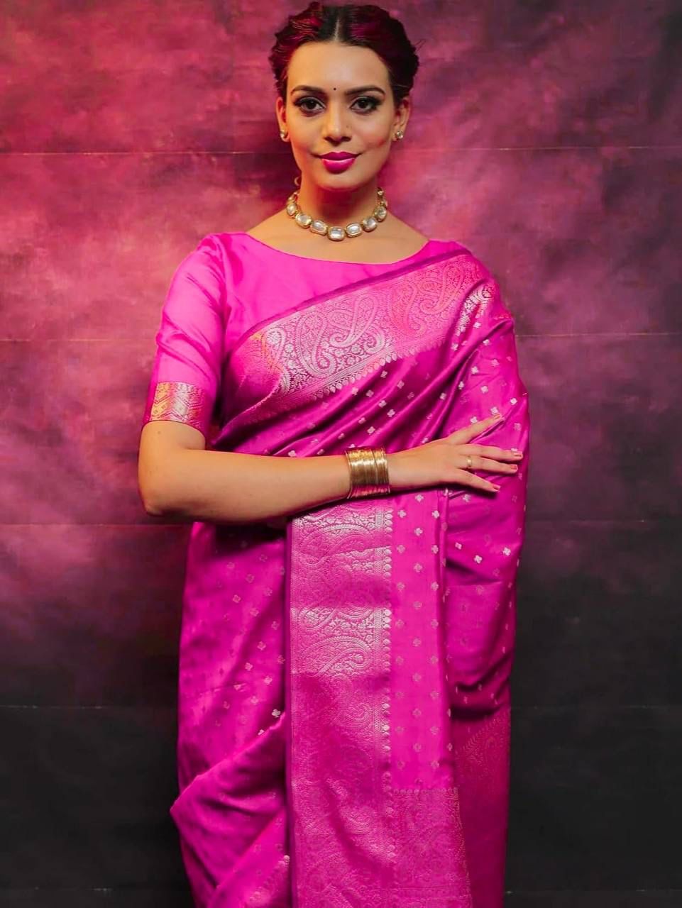 Pink Color beautiful Banarasi Silk Saree