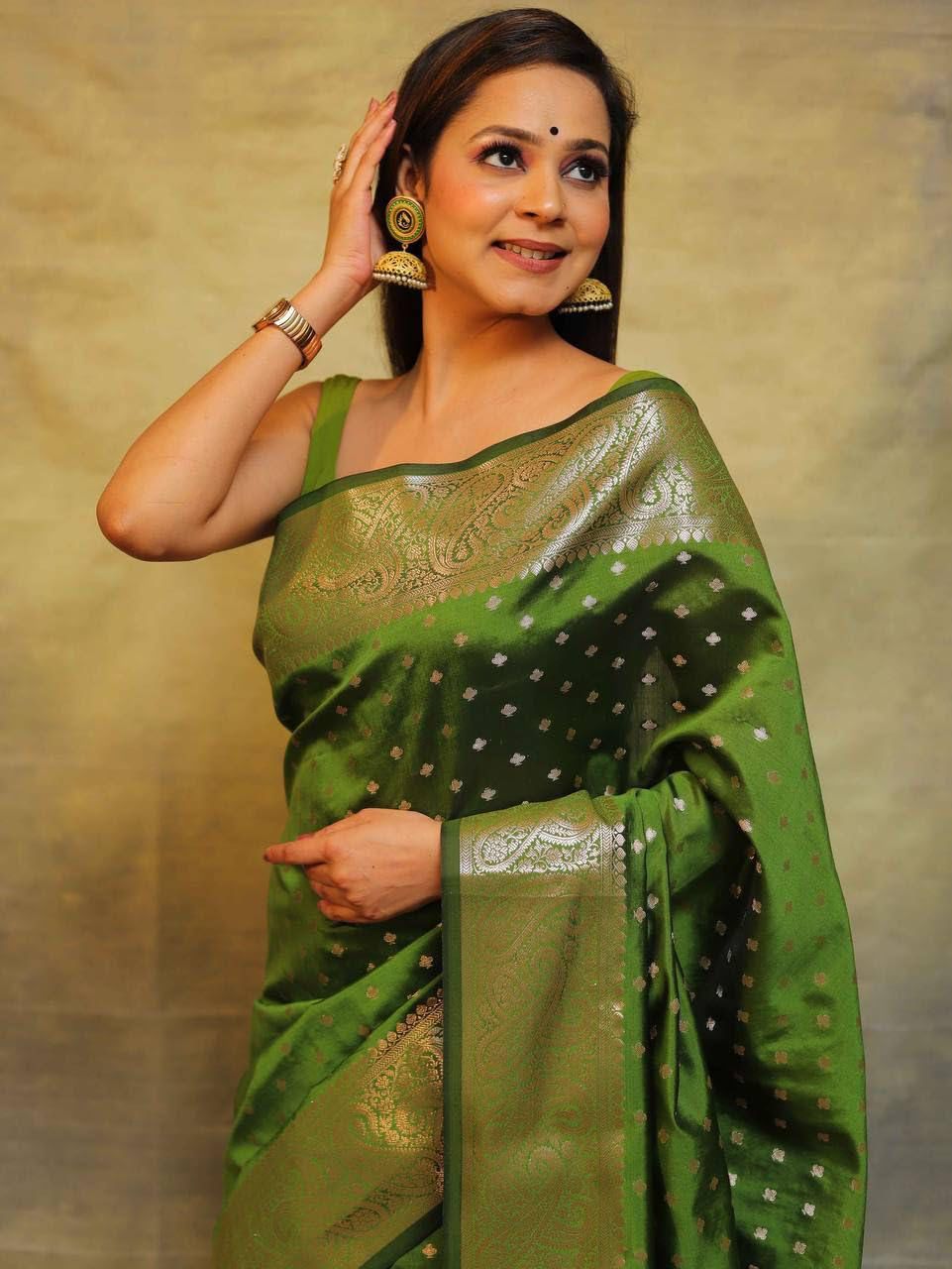 Green Color beautiful Banarasi Silk Saree