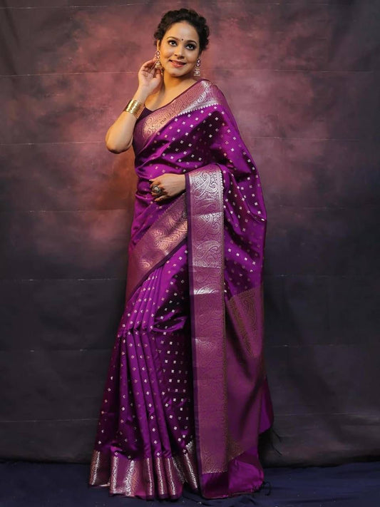 Purple Color beautiful Banarasi Silk Saree