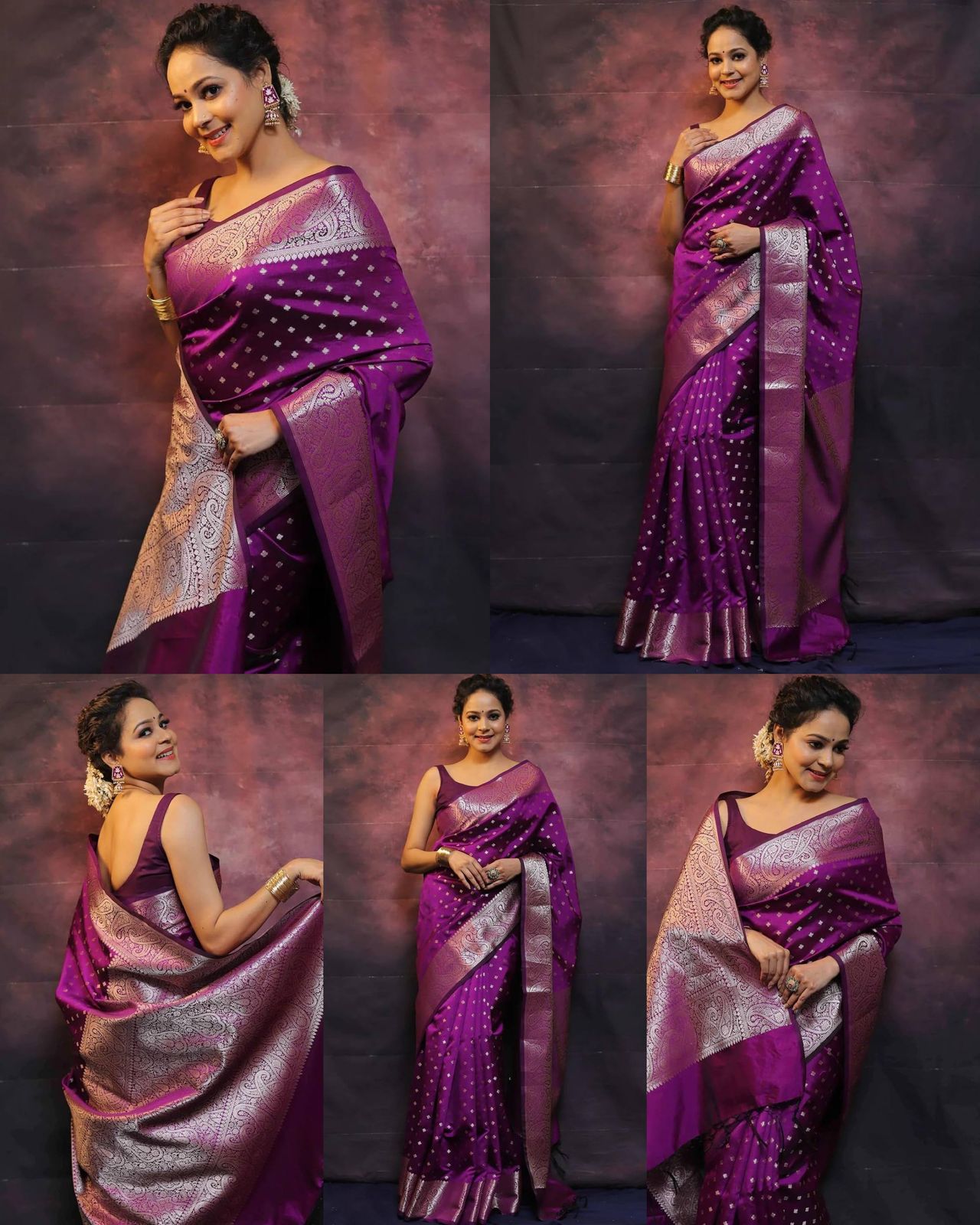 Purple Color beautiful Banarasi Silk Saree