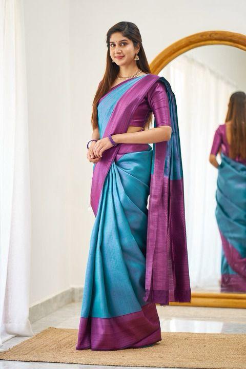 Light Blue Color Beautiful Banarasi Silk Saree