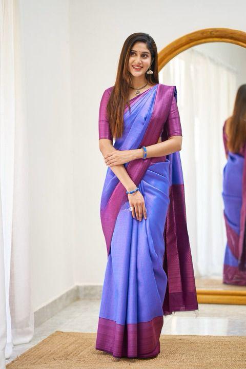 Blue Color Beautiful Banarasi Silk Saree